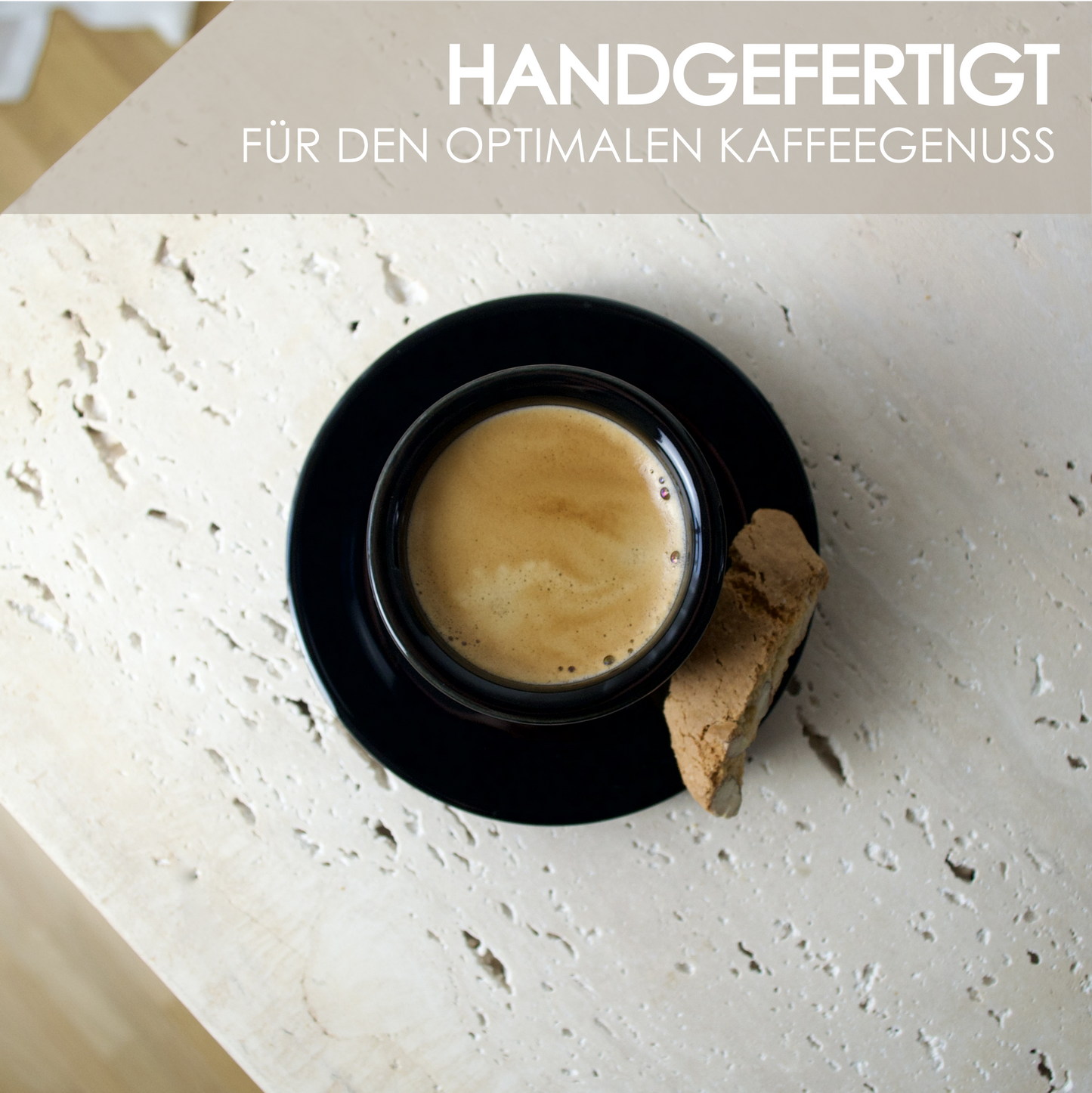 Cookery - Designer Espressotassen aus dickwandigem Porzellan mit Untertasse (2er Set)